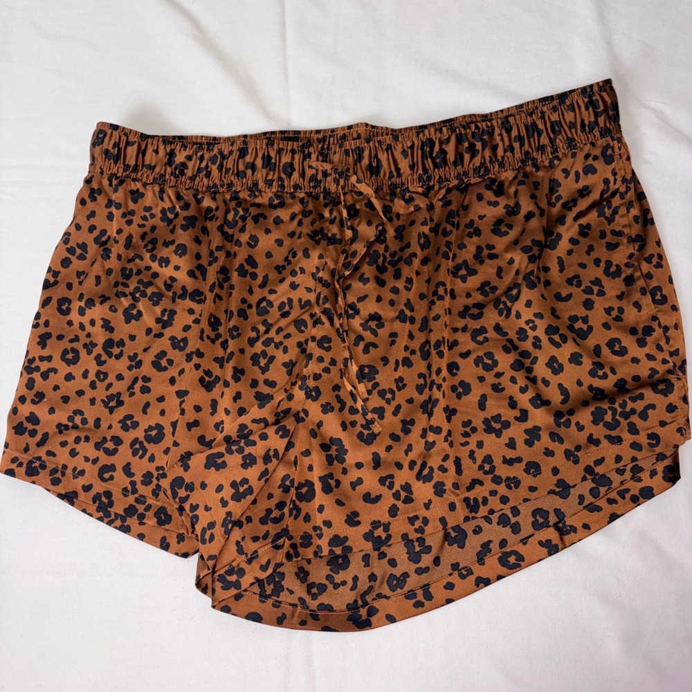 Auden Luxury Collection Womens XXL Leopard Print Sleepwear‎ Shorts Brown Black